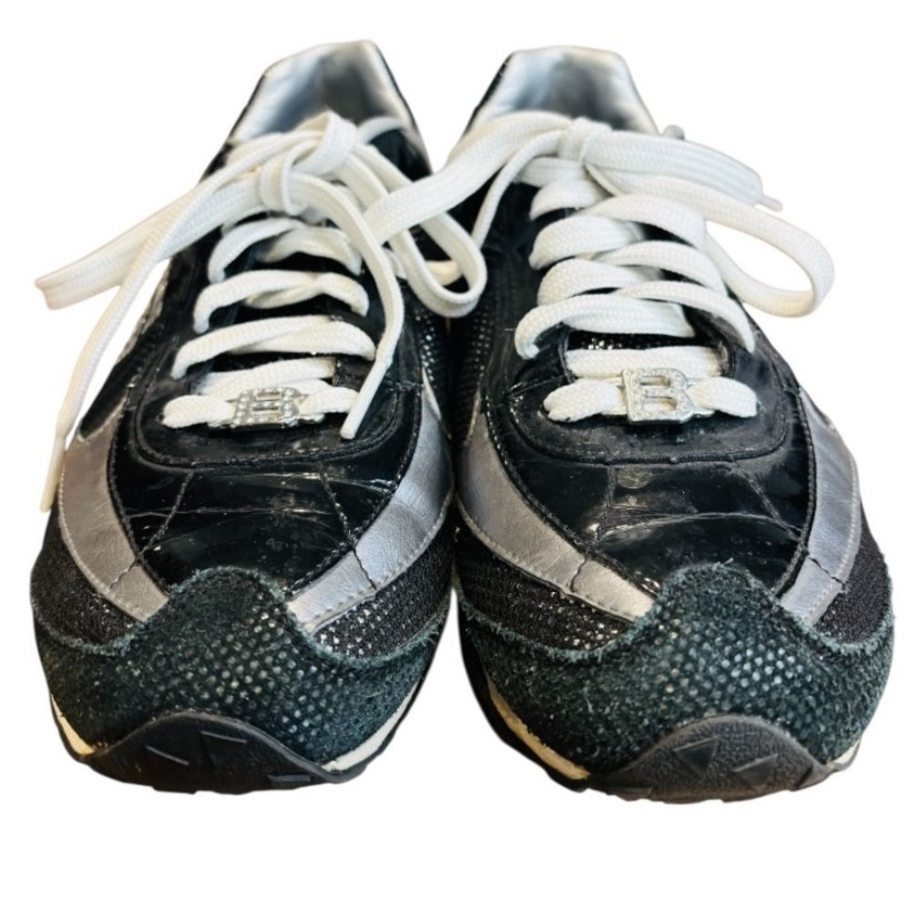 VINTAGE Y2K BEBE Sport Women’s Black and Silver Tennis Sneakers Size 8 - Picture 6 of 9